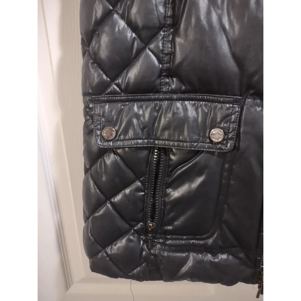 GEOX Respira Vest Womens‎ 8 Full Zip Black with furry hood.  H24